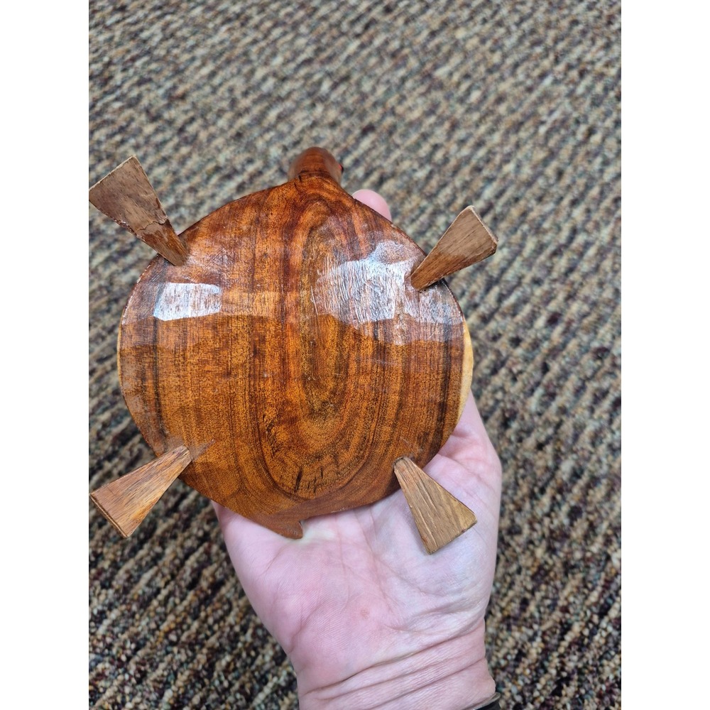 Hand‎ Carved Wood Turtle Figurine Folk Art Rustic Decor Small Sculpture - Picture 6 of 6